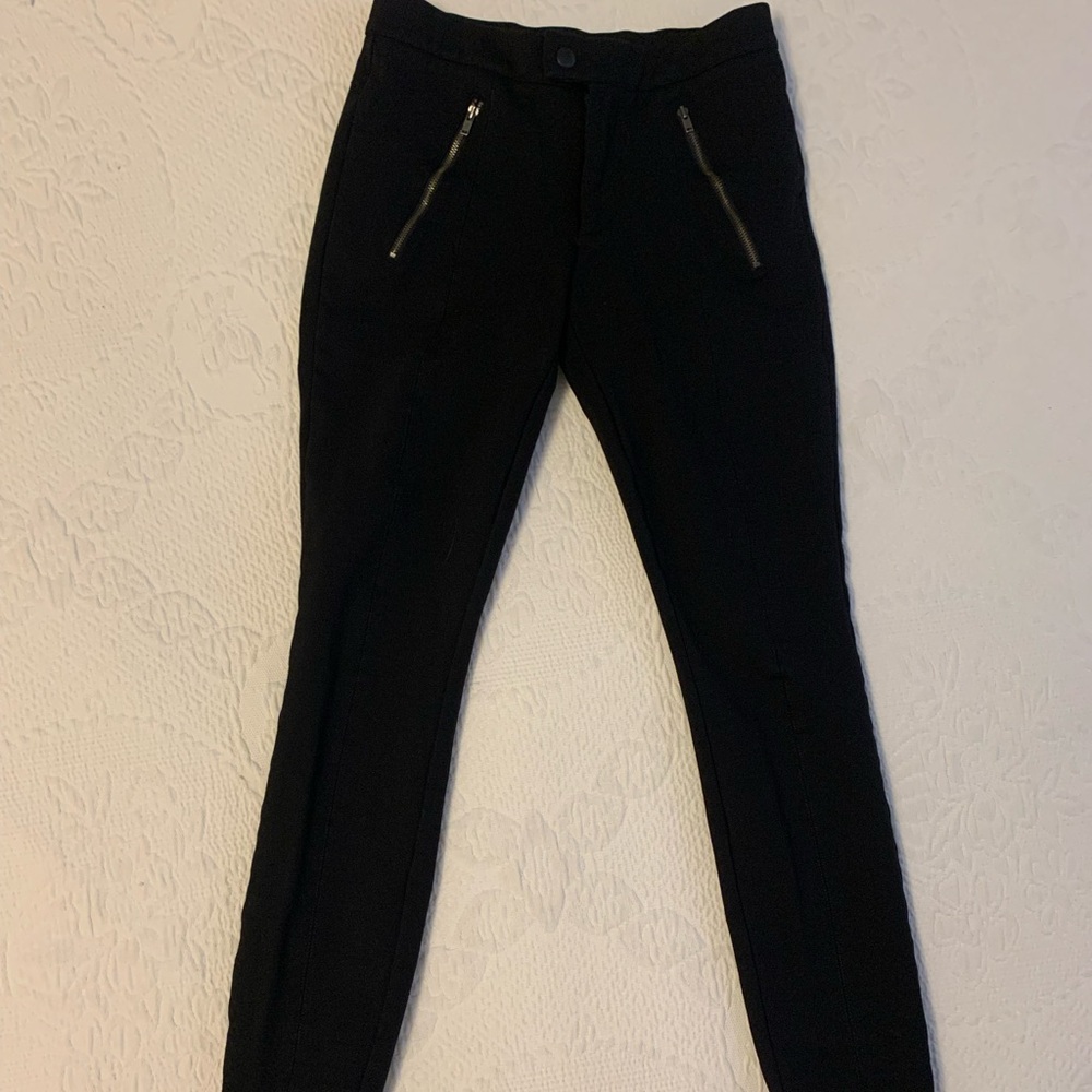 J. Crew Women’s 00 Sleek Black Pixie Pant Trousers w zippered pockets